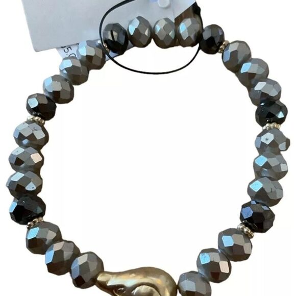 Chico’s Pyrite & Gold Tone Stretch Bracelet NWT - Picture 4 of 4